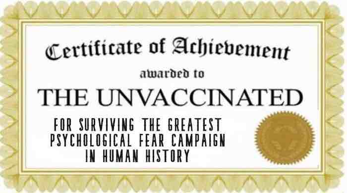 CFP's Certificate of Achievement For The Millions of Unvaxxed