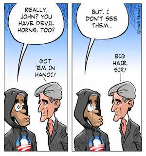 Obama, Kerry and their Devil Horns