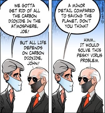Kerry and Biden discussing saving the planet by getting rid of all carbon dioxide