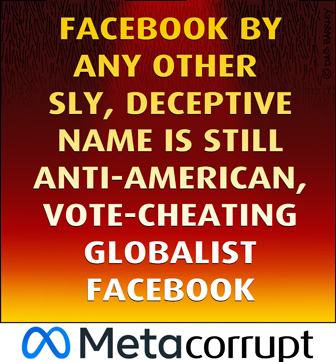 Facebook by any other Sly, Deceptive Name is still Anti-American, Vote-Cheating Globalist Facebook