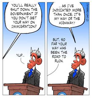 insert picture Obama on shutting down government if he doesn't get his way on immigration
