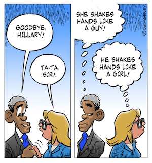 Saying Goodbye to Hillary, She Shakes Like a Man, He Shakes Like a Girl
