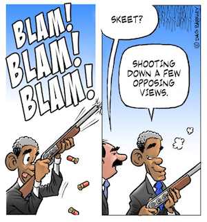 Obama Skeet Shooting, Shooting down a few opposing views
