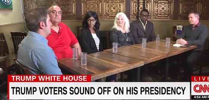 CNN watches in horror as panel of Democrats who voted for Trump praise his first year in office & trash the media