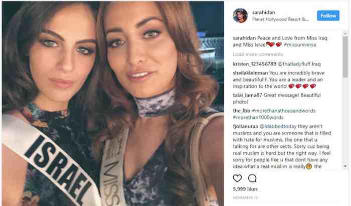 Miss Iraq posts photo with Miss Israel