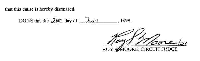 Roy Moore, signature