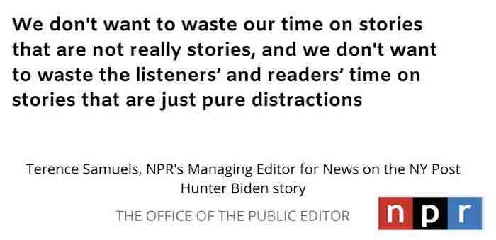 NPR provided its reason for not investigating this emerging story