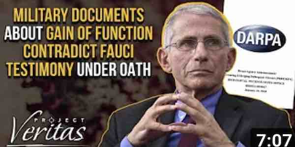 Military Documents about Gain of Function contradict Fauci testimony under oath