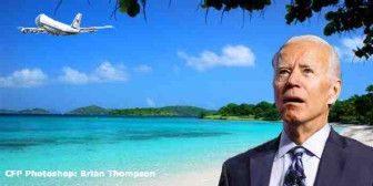 Biden virtue-signals about climate change while omnibus bill is flown to his tropical vacation spot