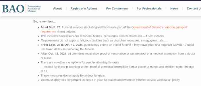No jab in Ontario? No funeral visits for you! What will Thomas Cardinal Collins do?