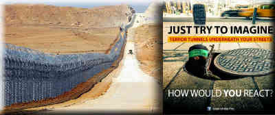 Israeli security fence on Egyptian border, and Hamas Terror Tunnels