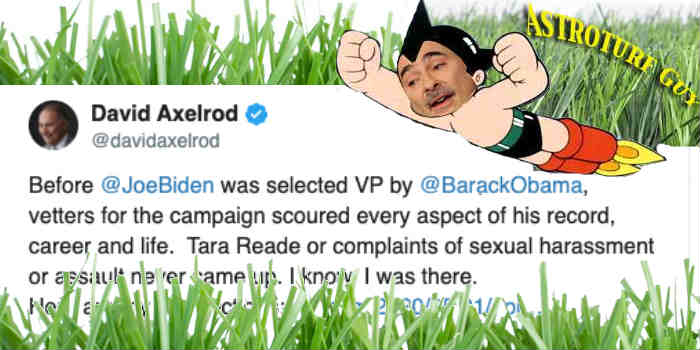 ‘Astroturf Guy’ David Axelrod Claims Sexual Allegations Never Came Up During 2008 Biden Vetting