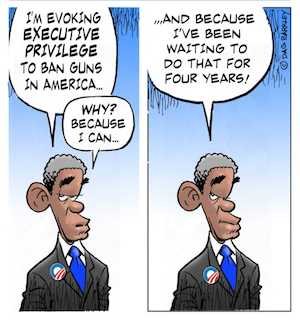 Obama evoking executive privilege to ban guns in America