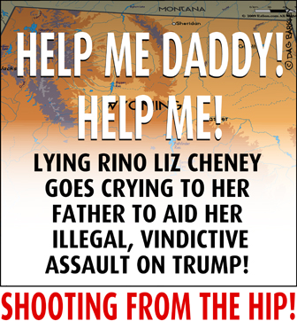 Lying RINO Liz Cheney goes crying to her father to aid her illegal, vindictive assault on Trump!