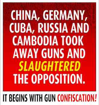 China, Germany, Cuba, Russia, and Cambodia took away guns and slaughtered the opposition