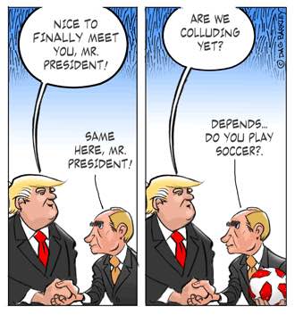 Trump and Putin in Helsinki, Are we colluding yet? Depends... Do you play soccer