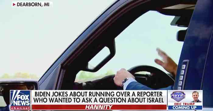 Biden joked about running over a reporter who asked about Israel