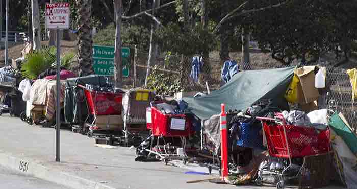 >Graphics and video of Los Angeles tent city