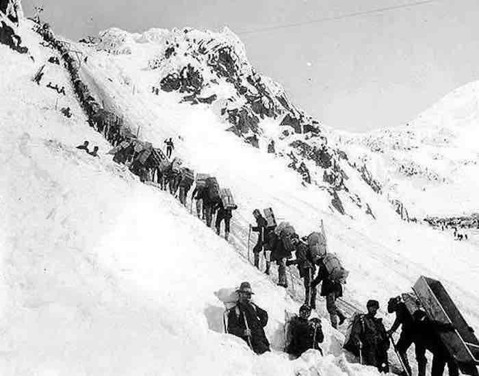Climbing the Chilkoot Pass in 1898