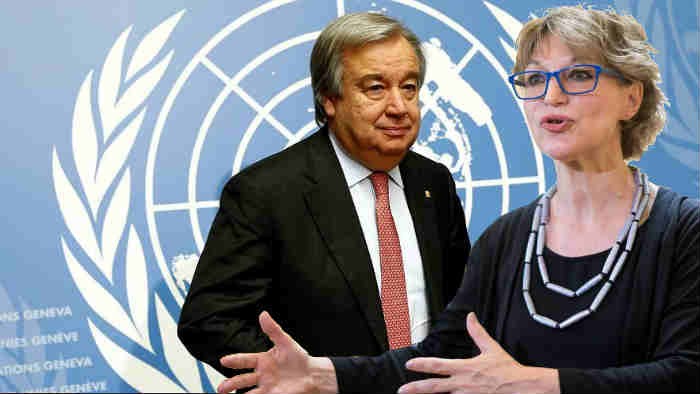 United Nations Secretary General Antonio Guterres and Agnes Callamard