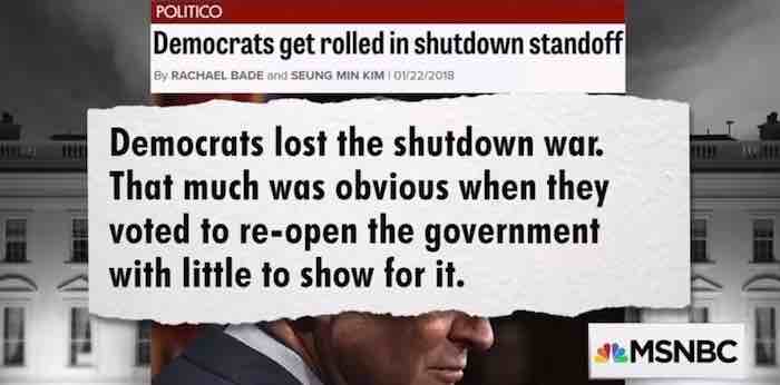 So, did the Democrats lose 'bigly' with their ridiculous shutdown? Let's see what the media thinks....