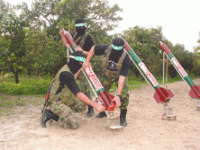 Qassam rockets being fired into Israel