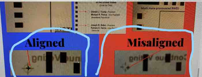 Some ballot papers were properly aligned and others were misaligned