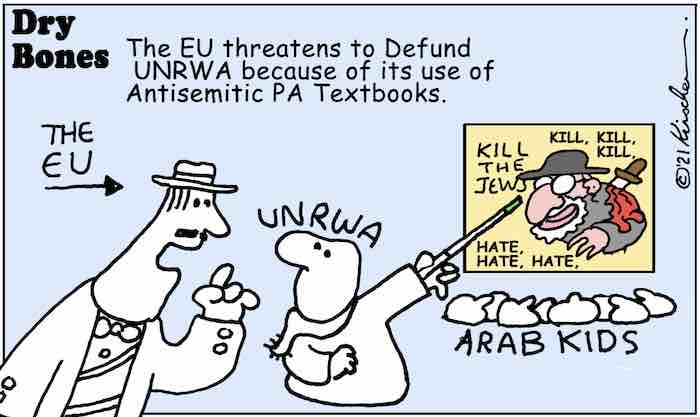 EU will defund UNWRA for using PA textbooks inciting Jew-hatred