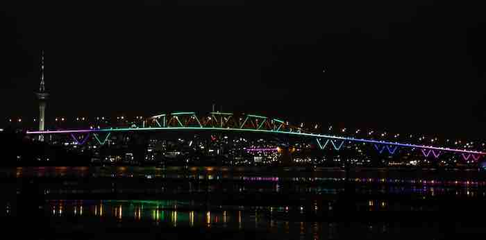 Auckland Harbour Bridge Transformed by Lights