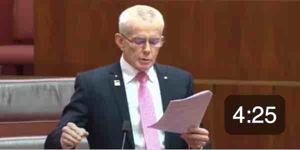 Senator Malcolm Roberts called on all the  Australian Parliament to work against Schwab’s Great Reset agenda!!