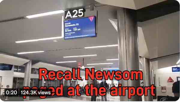 Recall Newsom gets paged at the airport