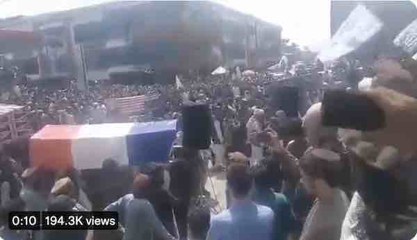  Taliban staged fake funerals with coffins draped with the flags of the USA, UK and France